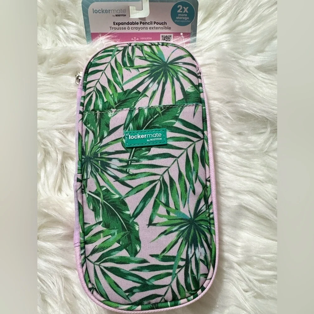 2pc of Expandable Pencil Pouch with Printed Exterior and Solid Interior Palms